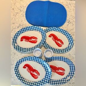 Lobster Dinner Plate, Butter Dish, and Placemat - Set of 4